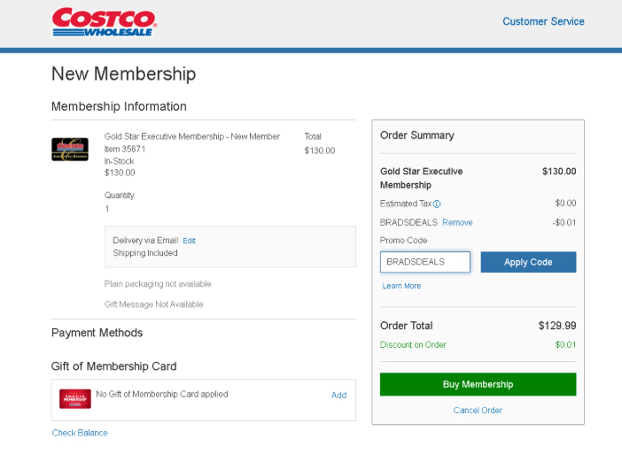 1% Off Costco Executive Membership